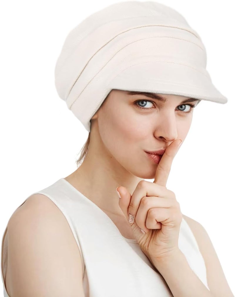 Alnorm Oversize Satin Lined Baseball Cap Newsboy Cap Winter Hat for Frizzy Curly Hair - Image 2